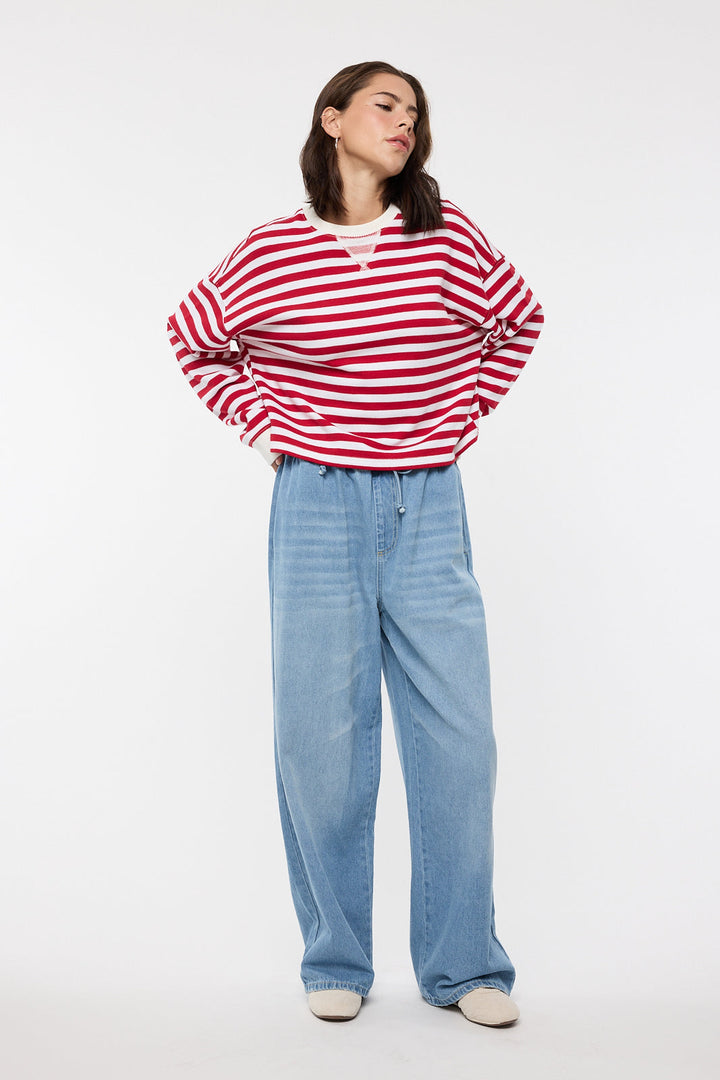 STRIPED CROP KNIT TOP