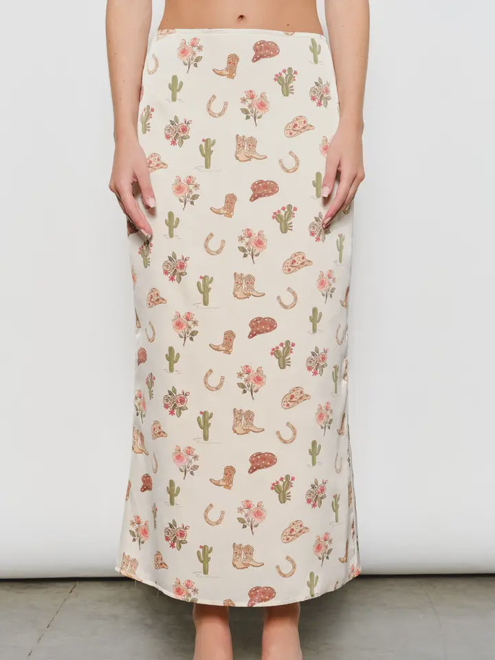 CASEY COWBOY PRINT MAXI SKIRT