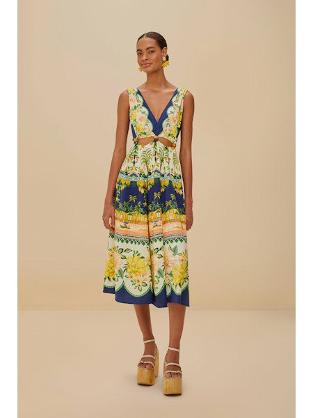 AMAZON GARDEN CREAM MIDI DRESS