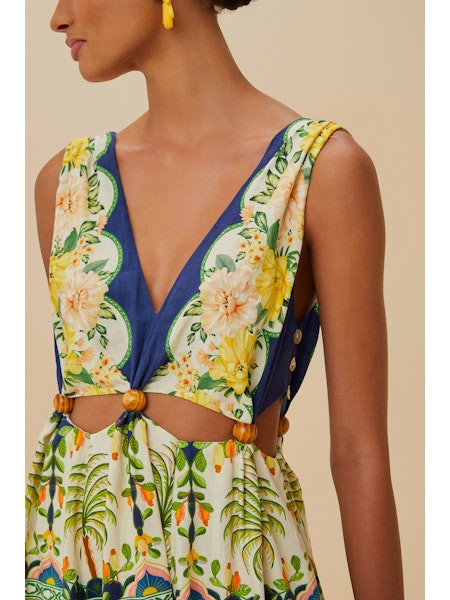 AMAZON GARDEN CREAM MIDI DRESS