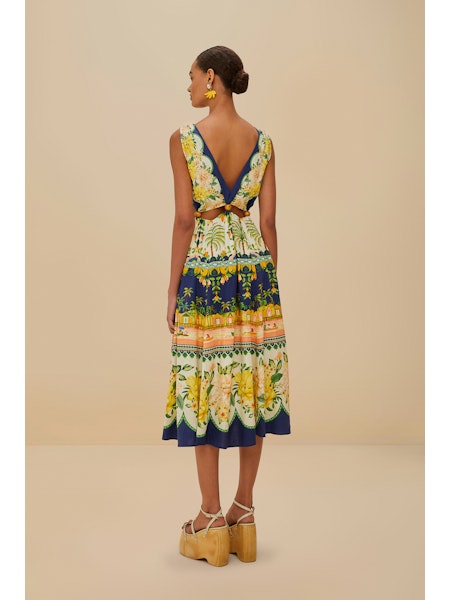 AMAZON GARDEN CREAM MIDI DRESS