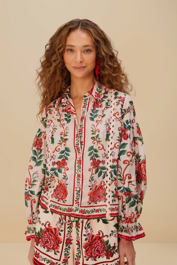 FLOWER TAPESTRY PINK SHIRT