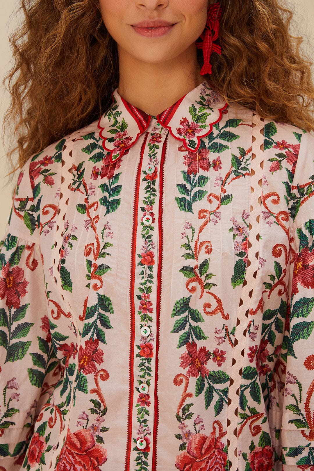 FLOWER TAPESTRY PINK SHIRT