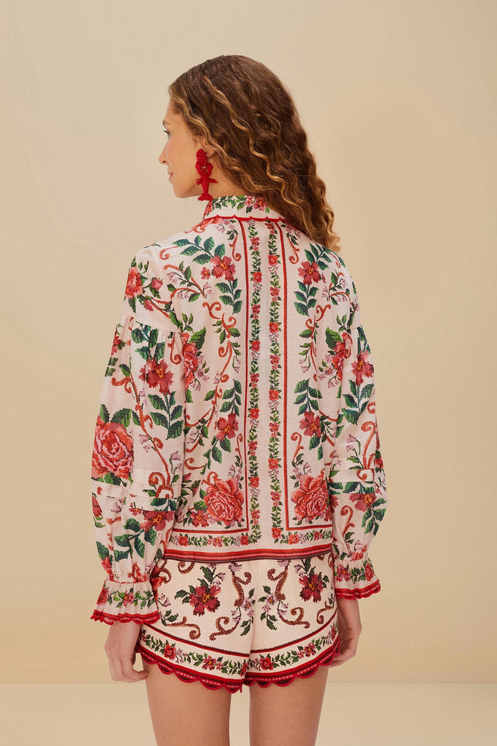 FLOWER TAPESTRY PINK SHIRT