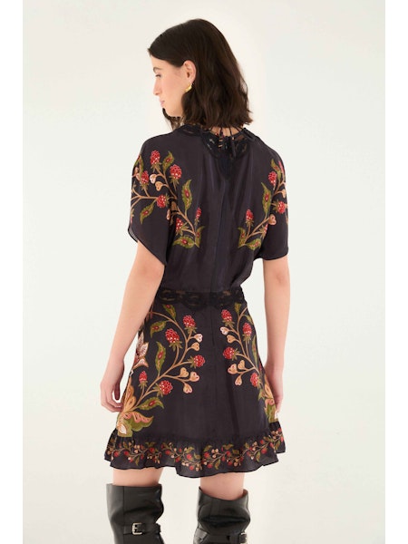 BERRY GARDEN BLACK MINI DRESS