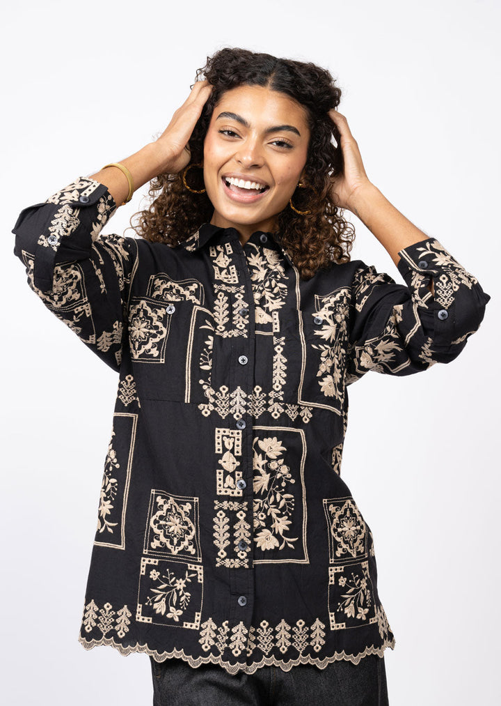 SCARF EMBROIDERED SHIRT 630393