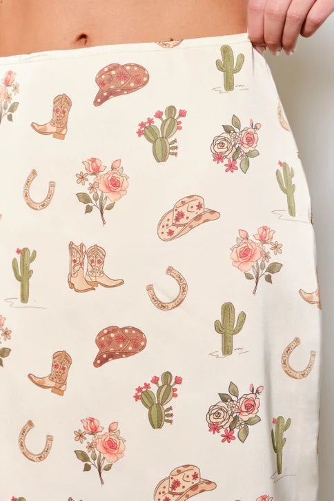 CASEY COWBOY PRINT MAXI SKIRT
