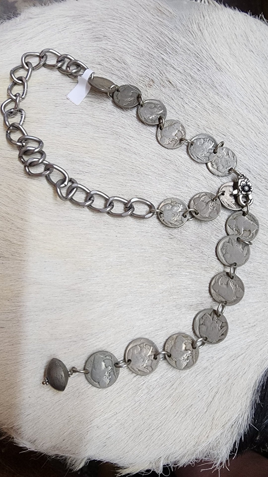 Vintage Buffalo Head Nickel Lariat Necklace