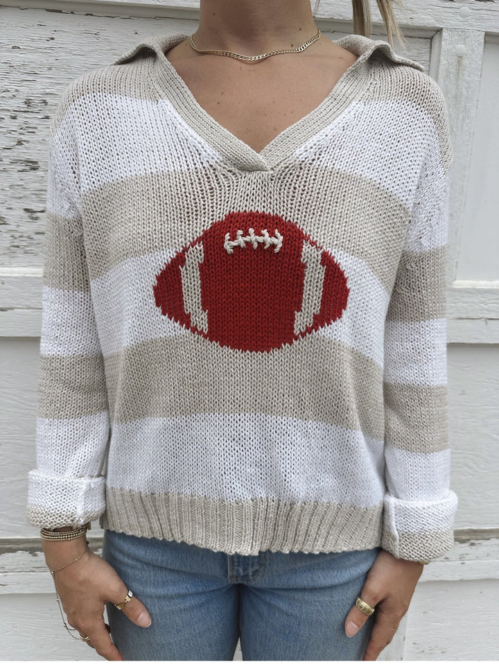 STRIPED COTTON TOP W/FOOTBALL