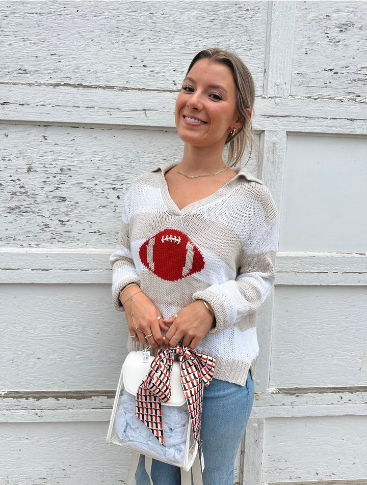 STRIPED COTTON TOP W/FOOTBALL