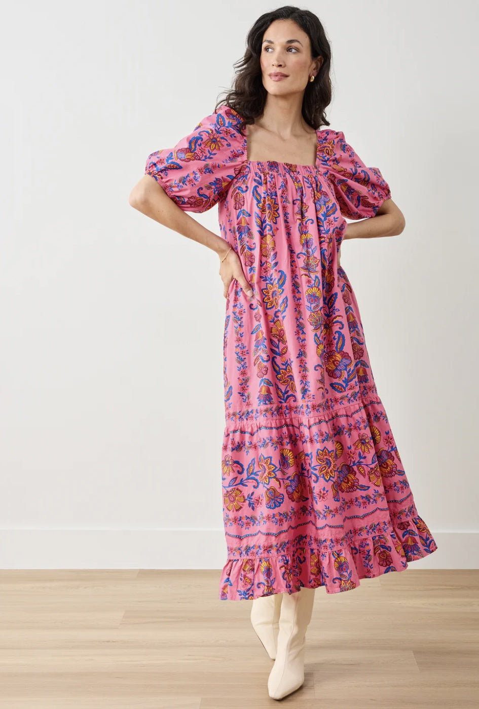 COLLINS DRESS IN FOLKLORE FLOWERS