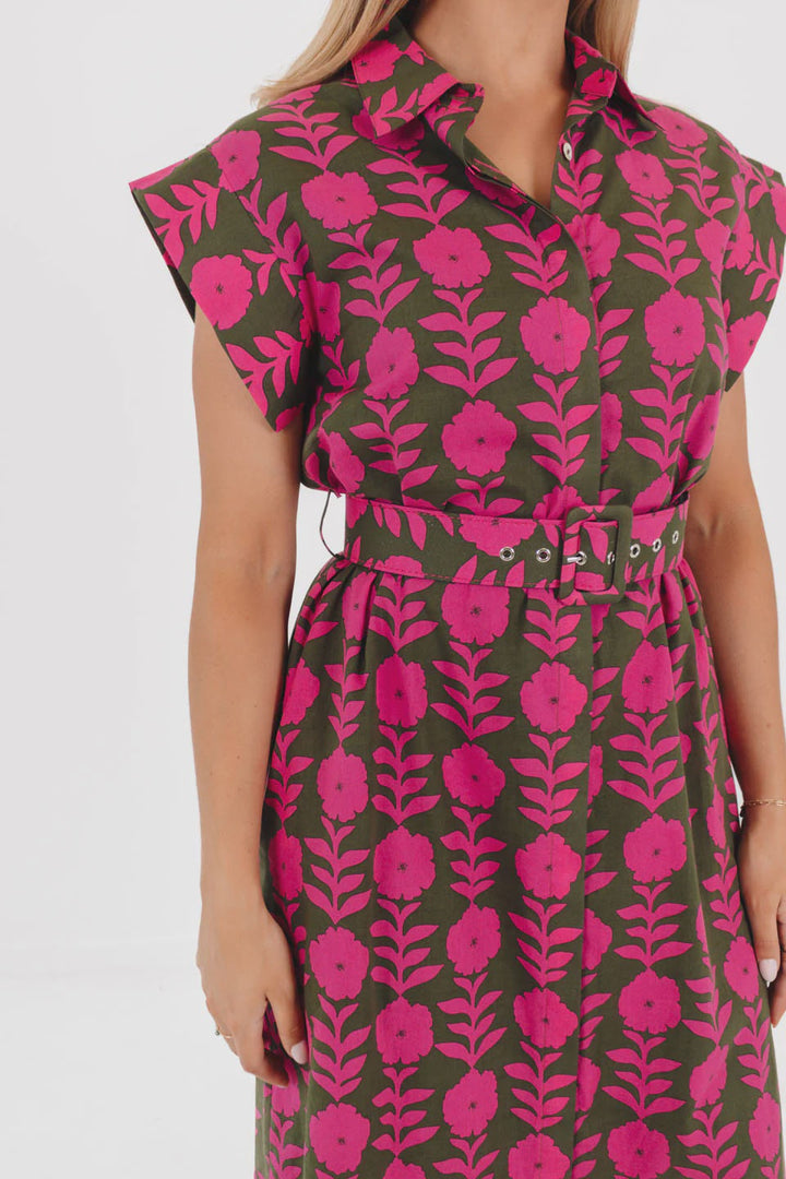KENNA BELTED BUTTON UP DRESS