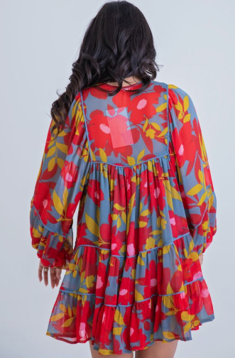 FLORAL CHIFFON BOHO TIER DRESS