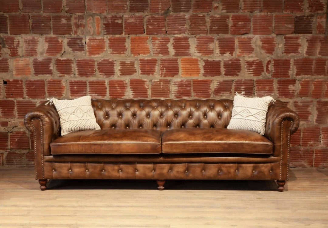 Three Seat Chesterfield Sofa in Antique Whiskey America Reclaimed
