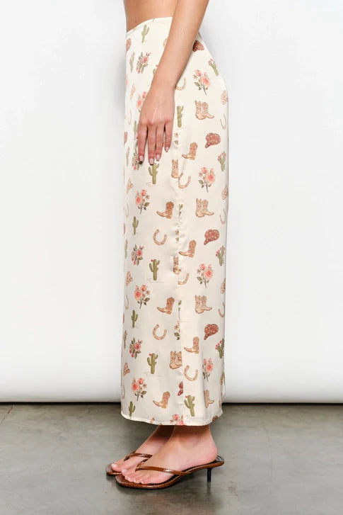 CASEY COWBOY PRINT MAXI SKIRT