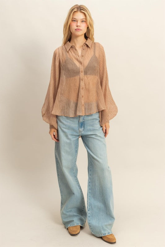 Blousie Collared Top