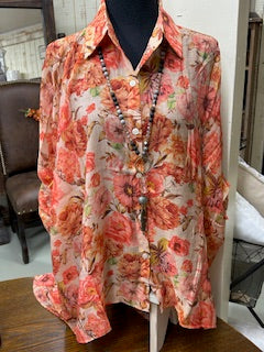 Orange Floral Blouse