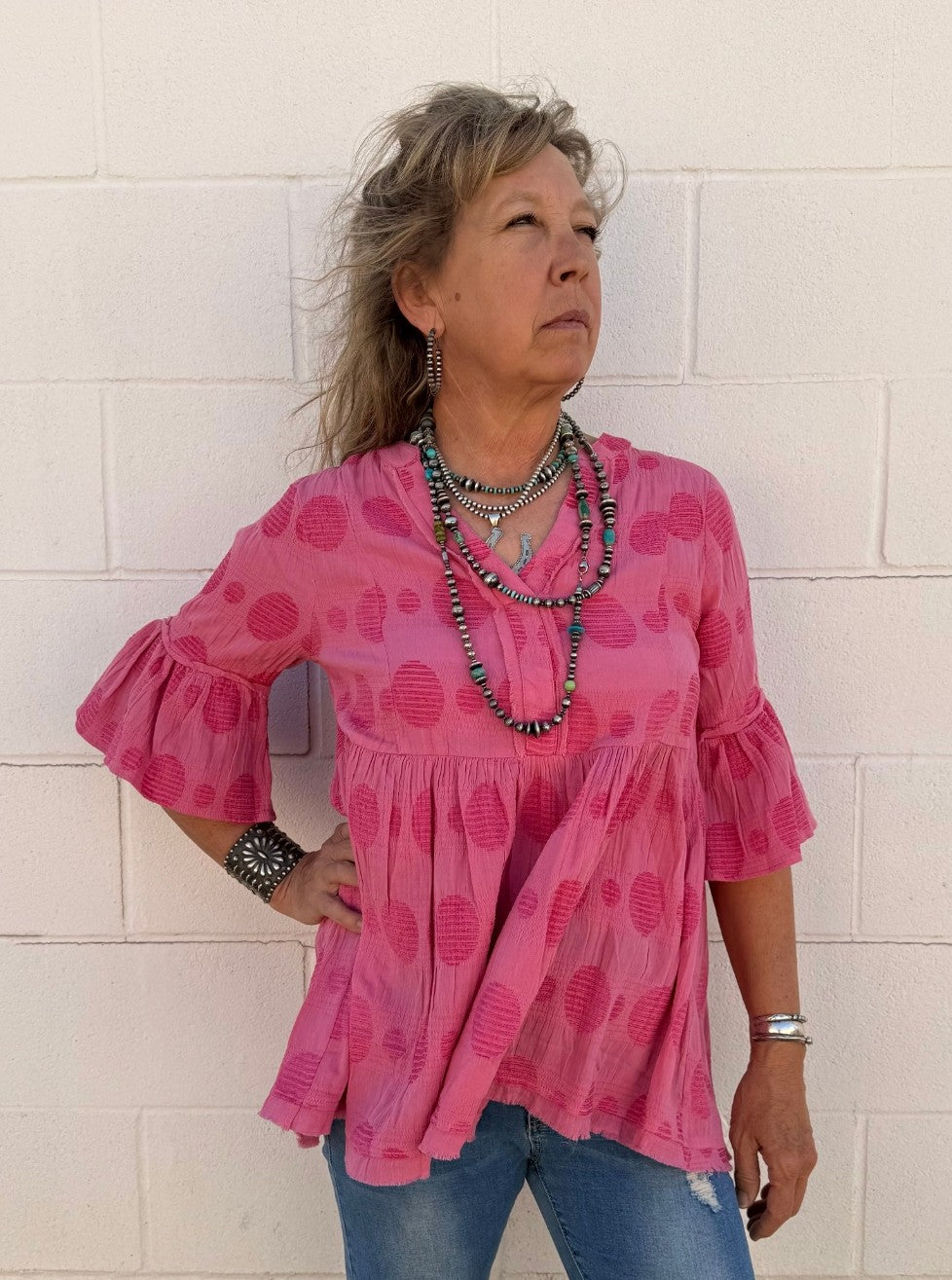 Pink 3/4 Sleeve Blouse