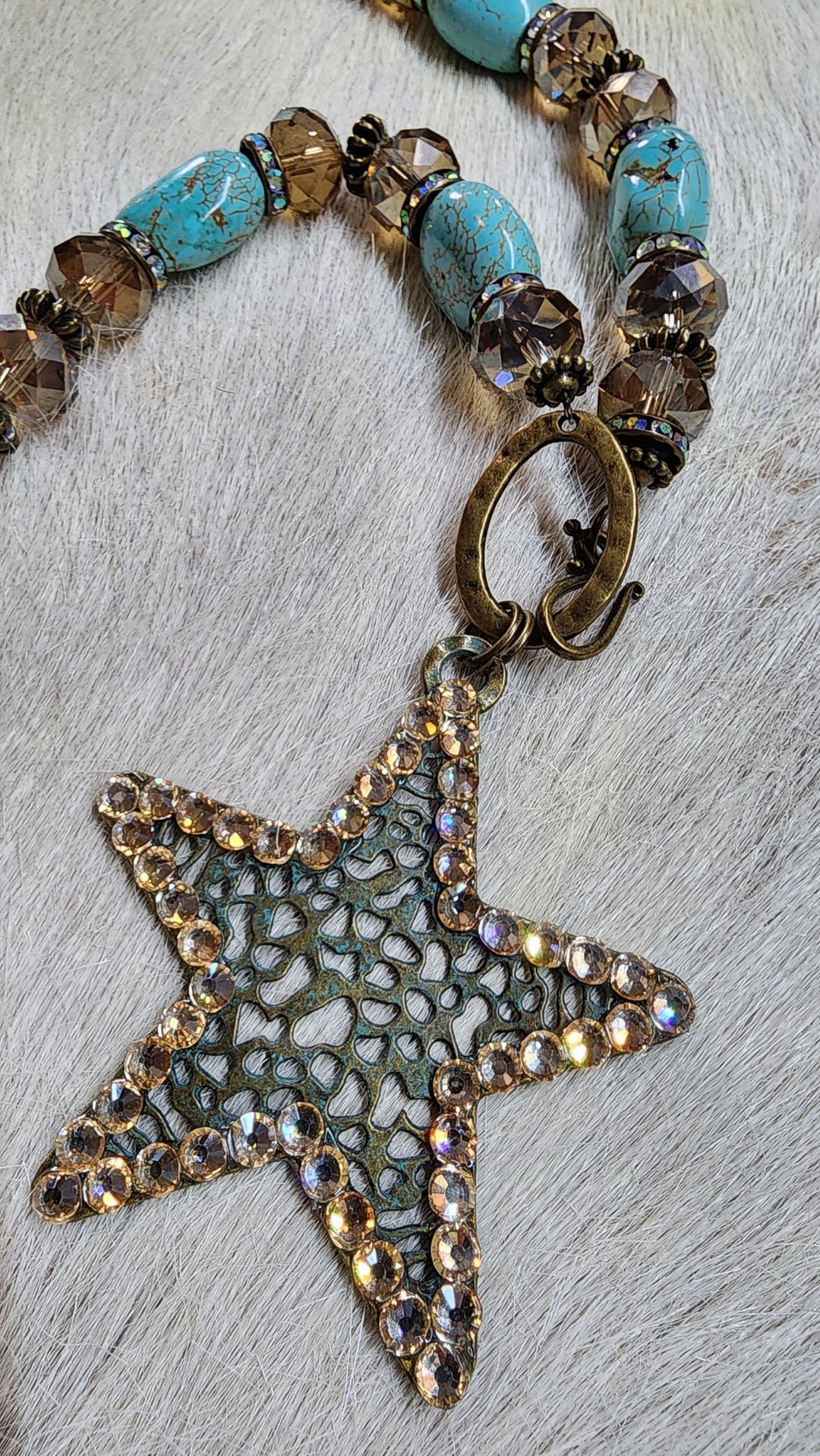Turquoise and Crystals with Star Necklace