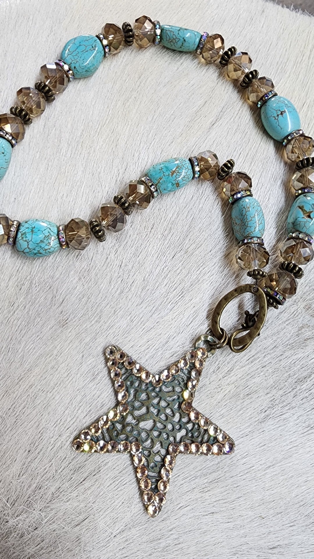 Turquoise and Crystals with Star Necklace