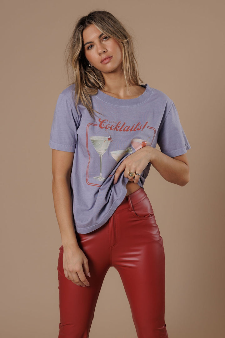 BUT FIRST COCKTAILS WIDE NECK TEE