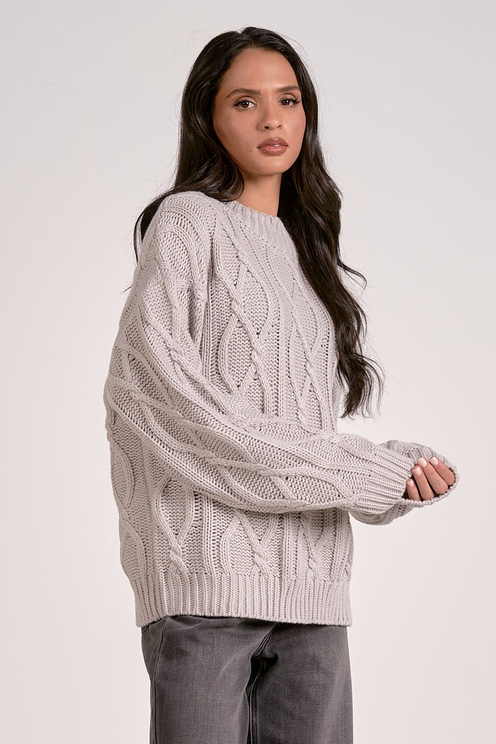 CREWNECK CABLE KNIT SWEATER