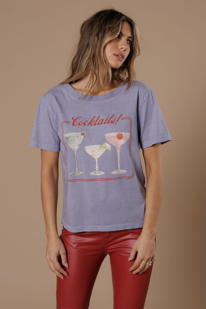 BUT FIRST COCKTAILS WIDE NECK TEE