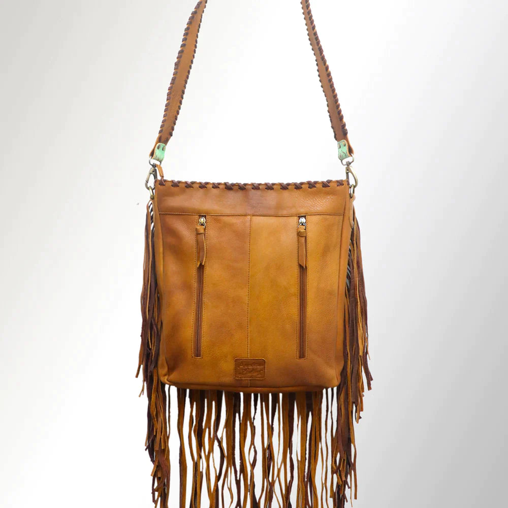 AMERICAN DARLING CONCEALED CARRY LEATHER PAINTED PURSE WITH FRINGE