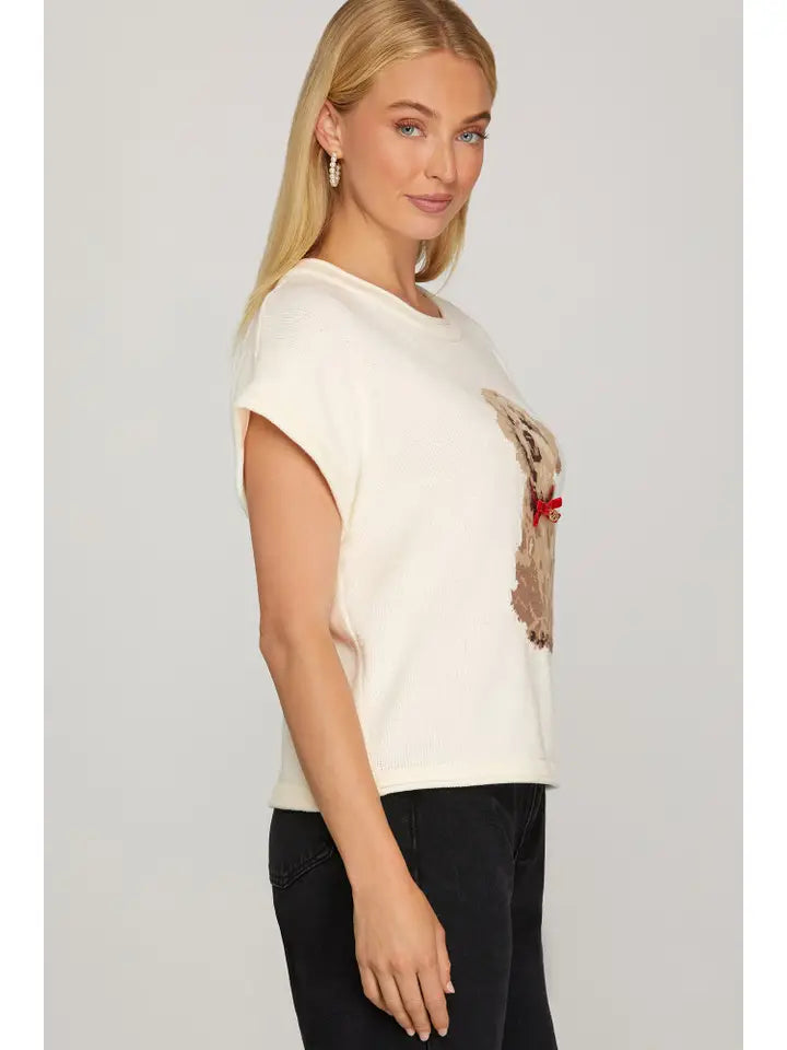 PUPPY KNIT SWEATER TOP