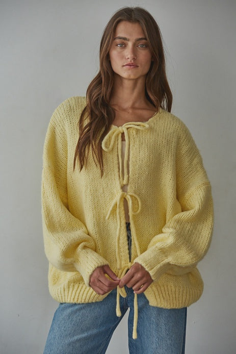 SADIE FRONT TIE CARDIGAN SWEATER