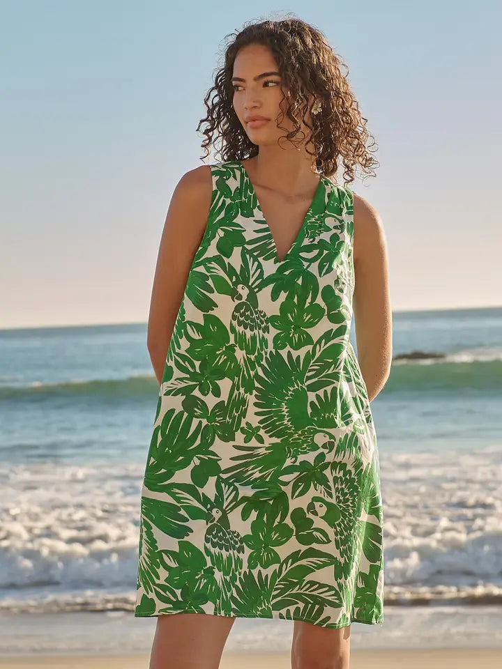 MASEY TROPICAL LERRY SHIFT MINI DRESS