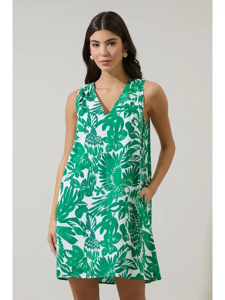 MASEY TROPICAL LERRY SHIFT MINI DRESS