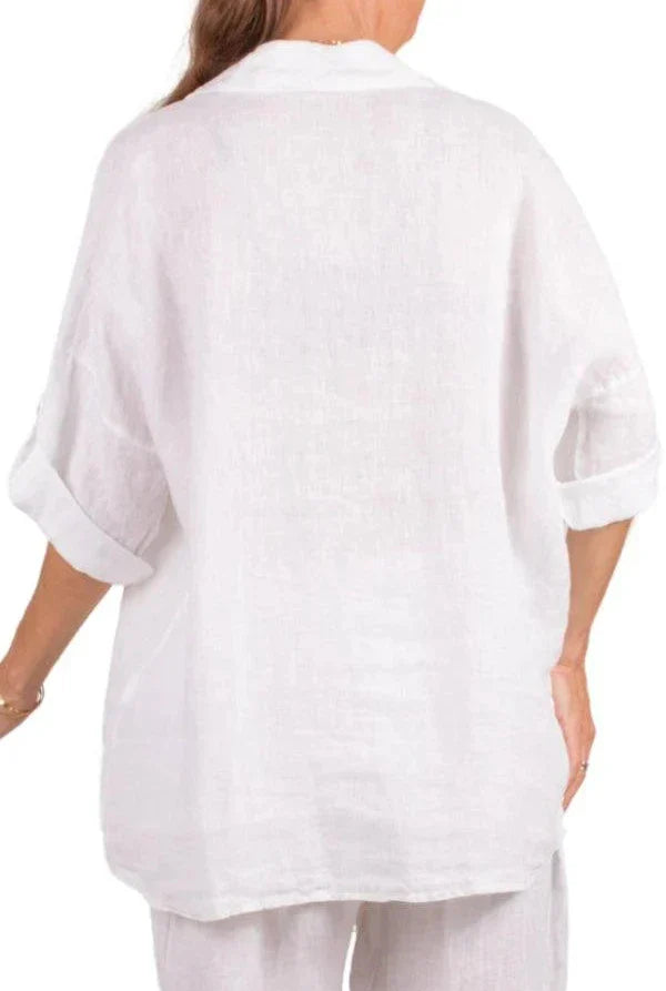 MARTINA BUTTON DOWN LINEN TOP