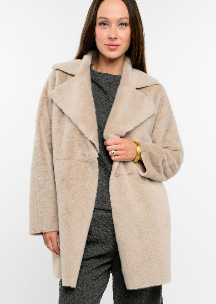 FAUX FUR AND SUEDE COAT