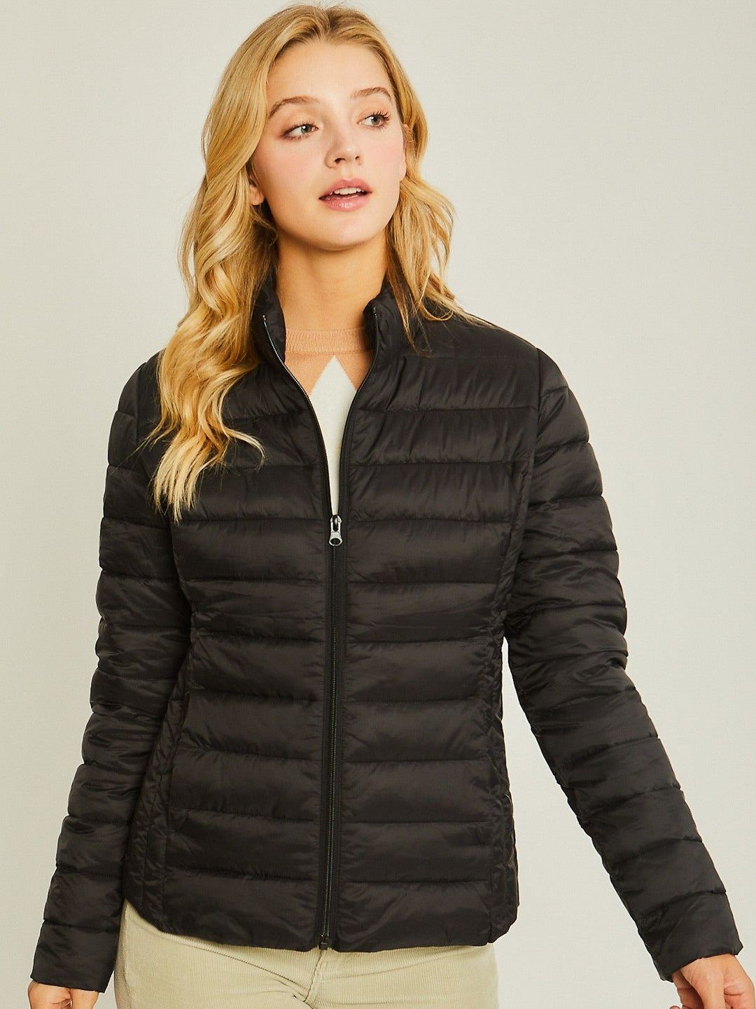 LADIES ULTRA LIGHTWEIGHT PADDED THERMAL JACKET in BLACK