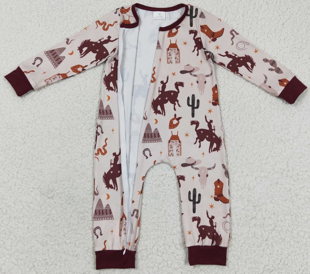 CACTUS HORSE RODEO BABY BOY ZIPPER ROMPER