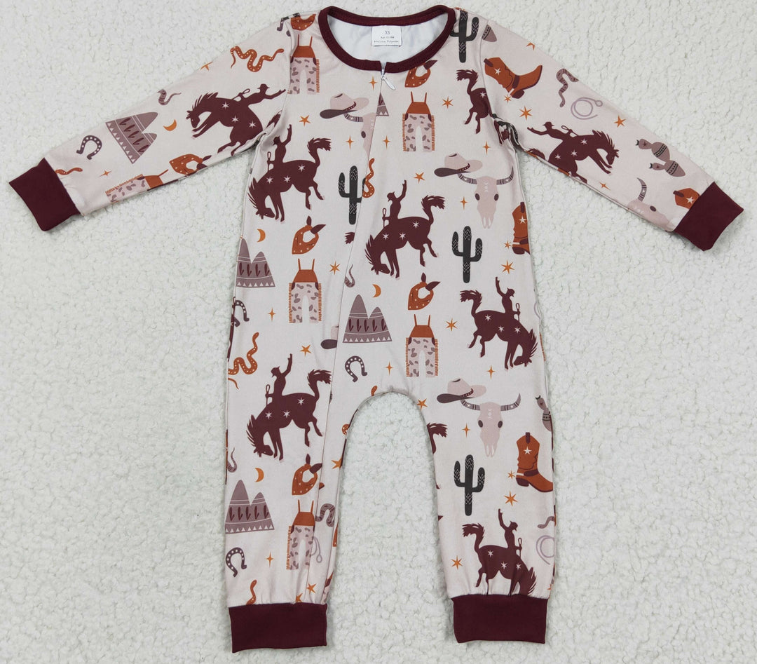 CACTUS HORSE RODEO BABY BOY ZIPPER ROMPER