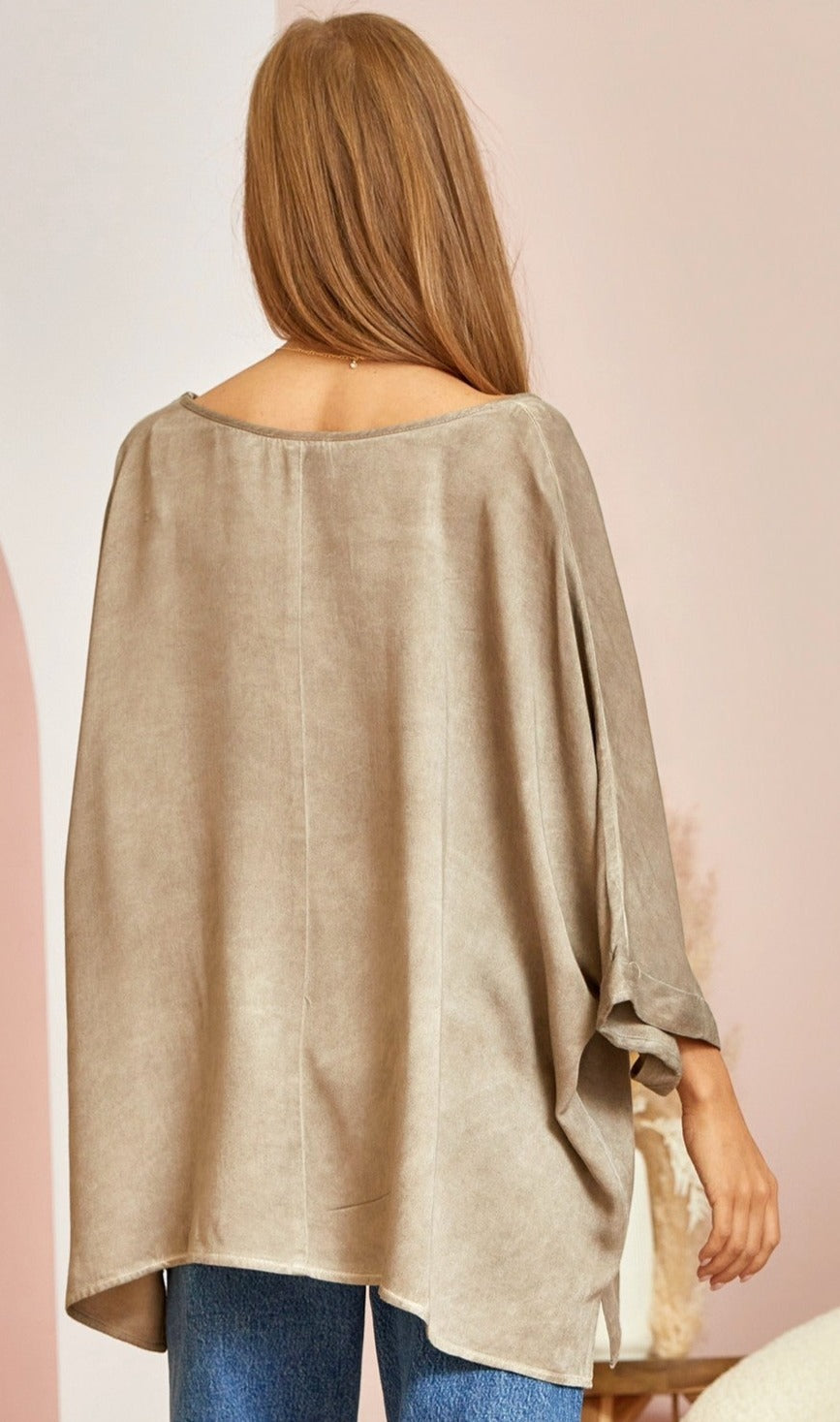 PLUS SIZE ANDREE by UNIT OVERSIZED EASY TOP in MOCHA