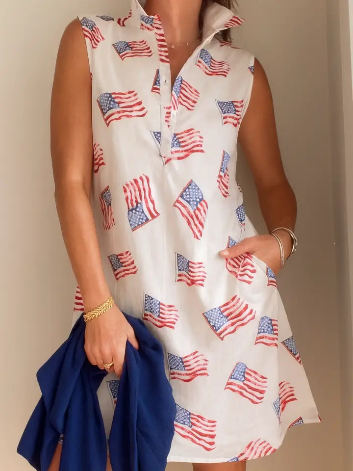 SCONSET SLEEVELESS FLAG DRESS