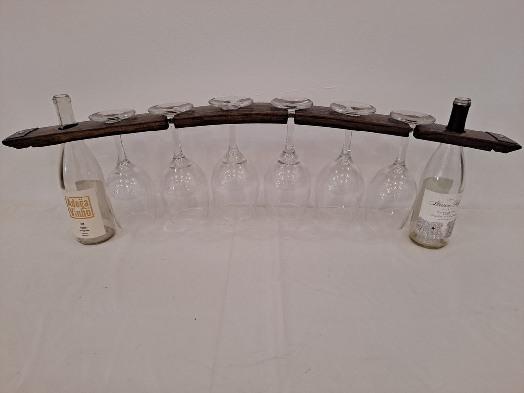 2-Wine Bottle 6-Glass Holder Stave