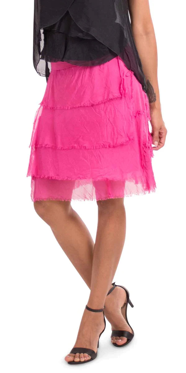 SIENA SHORT RUFFLED SKIRT in HOT PINK