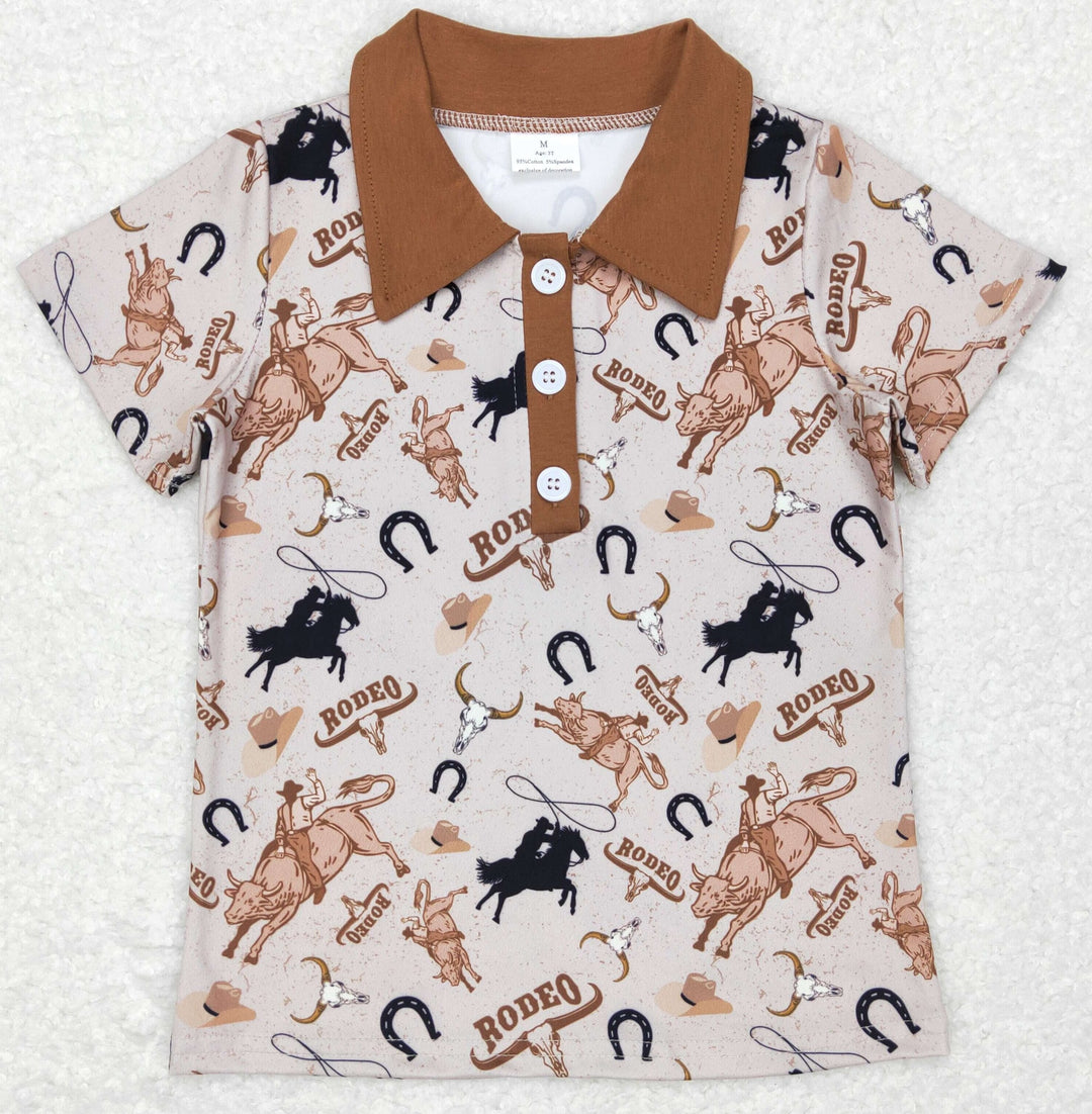 RODEO BULL BOY'S WESTERN POLO SHIRT