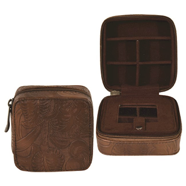 JUSTIN BROWN TOOLED JEWELRY CASE