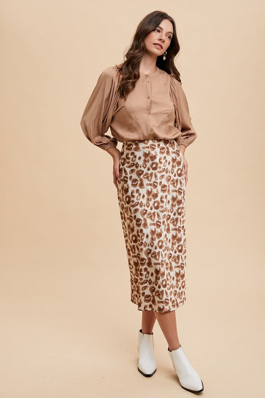 Silky Leopard Maxi Skirt