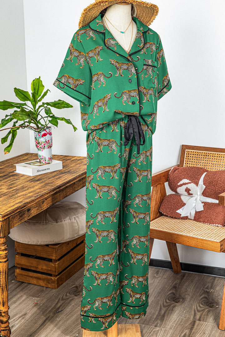 Green Leopard Lounge Set