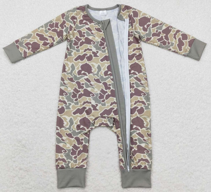 LONG SLEEVE CAMO BABY BOY ZIPPER ROMPER