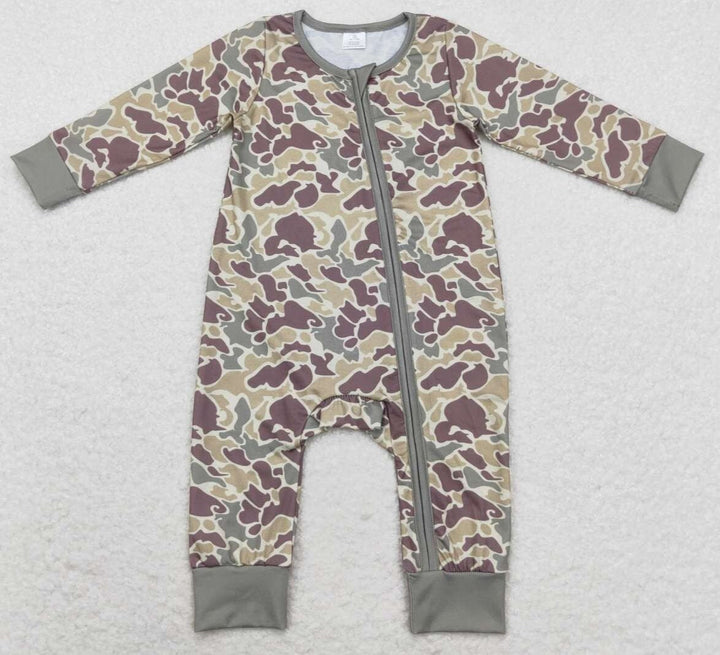 LONG SLEEVE CAMO BABY BOY ZIPPER ROMPER