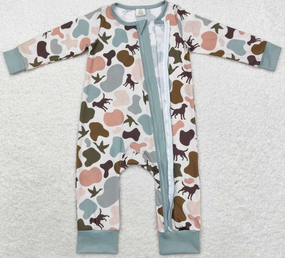 DUCK HUNT CAMO BABY BOY ZIPPER ROMPER