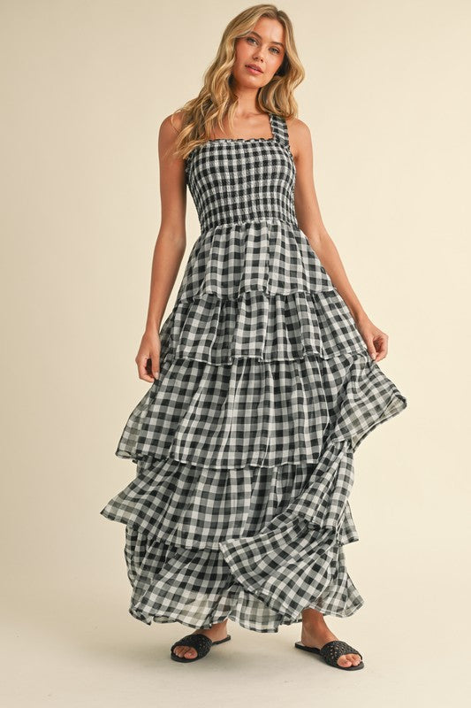 Checking in Maxi Dress