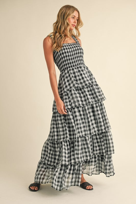 Checking in Maxi Dress